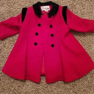 Girls size 2-3T red woolen coat with hat
